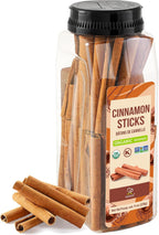 Soeos Cinnamon Sticks Organic, 8 oz (226g) Bottle, USDA, Non-GMO and Kosher Certified, Premium Whole Cinnamon for Baking, Cooking, Desserts, and Beverages, Rich Aroma & Warm Flavor, Ideal for Tea, Coffee, and Holiday Recipes