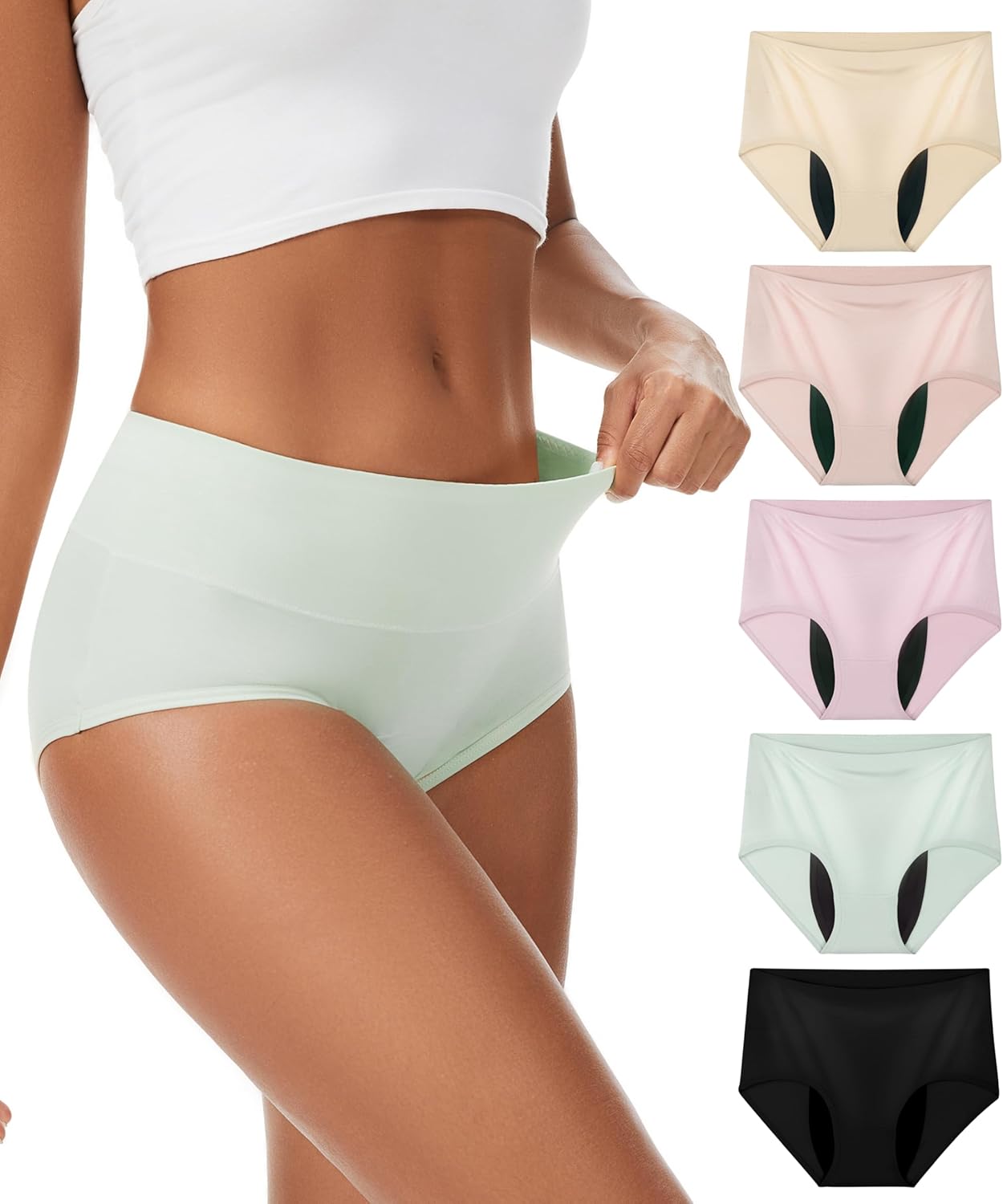 Incontinence Underwear For Women, Reusable Washable Leak-proof Lightweight Briefs for Postpartum, Bladder Leak, 5 Pack (Multicolor01, Medium)