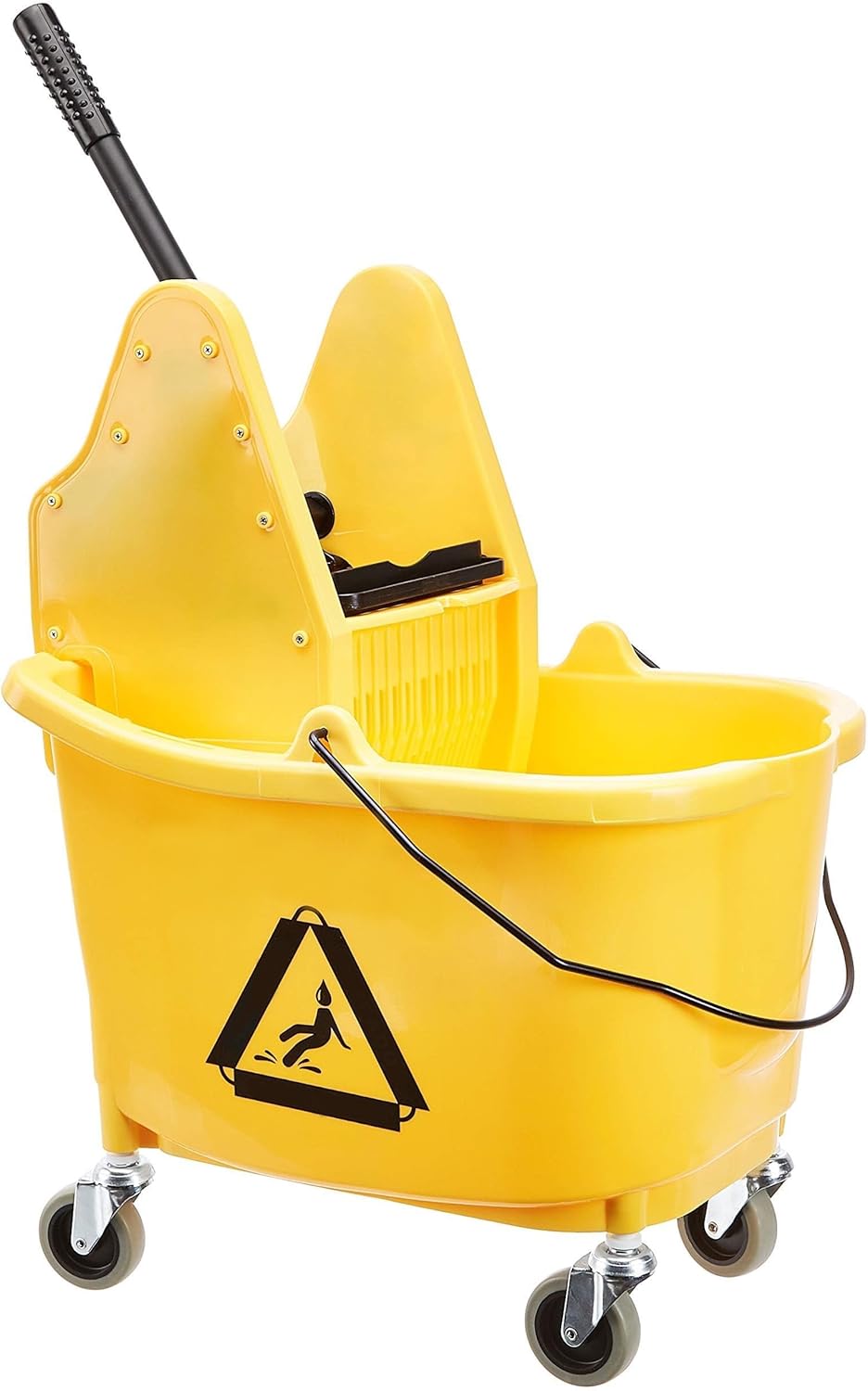 Amazon Basics Floor Cleaning Rectangular Mop Bucket with Sturdy Down Press Wringer Combo, 35-Quart, Yellow