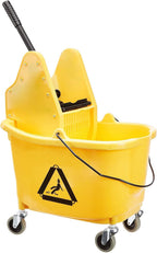 Amazon Basics Floor Cleaning Rectangular Mop Bucket with Sturdy Down Press Wringer Combo, 35-Quart, Yellow