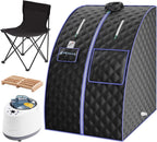 Portable Sauna for Home, Sauna Box, Indoor Personal Sauna Tent with 2L & 1000W Steam Generator, Fast Heating, 9 Levels, Remote Control, Timer, Folding Chair and Foot Pad/Roller Included