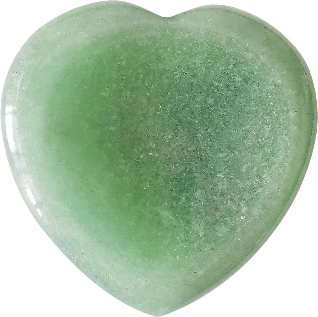 Thumb Worry Stone,Hand Carved Heart Shaped Polished Healing Crystal Stress Relief Pocket Stones, Green Aventurine