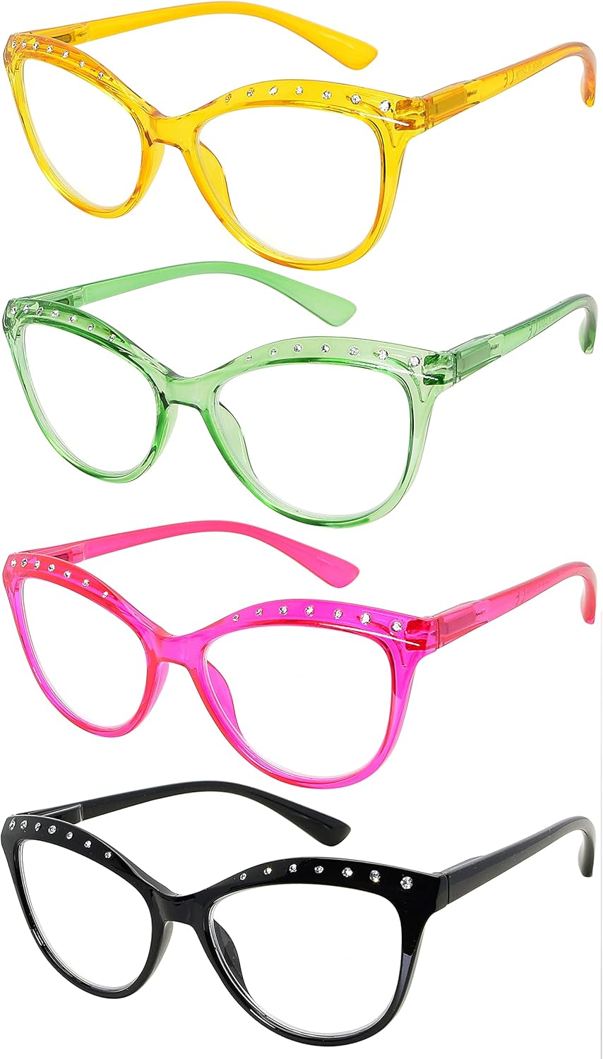Eyekepper 4-pack Reading Glasses for Women Cat-eye Style Rhinestone Readers +2.75