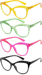 Eyekepper 4-pack Reading Glasses for Women Cat-eye Style Rhinestone Readers +2.75