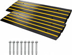 2 Packs 48" Car Driveway Rubber Curb Ramps, Heavy Duty Driveway Gutter Slope Ramp, Low Profile Design for Cars, Water Channel for Drainage, Curbside Bridge Ramp for Loading Dock Garage Sidewalk
