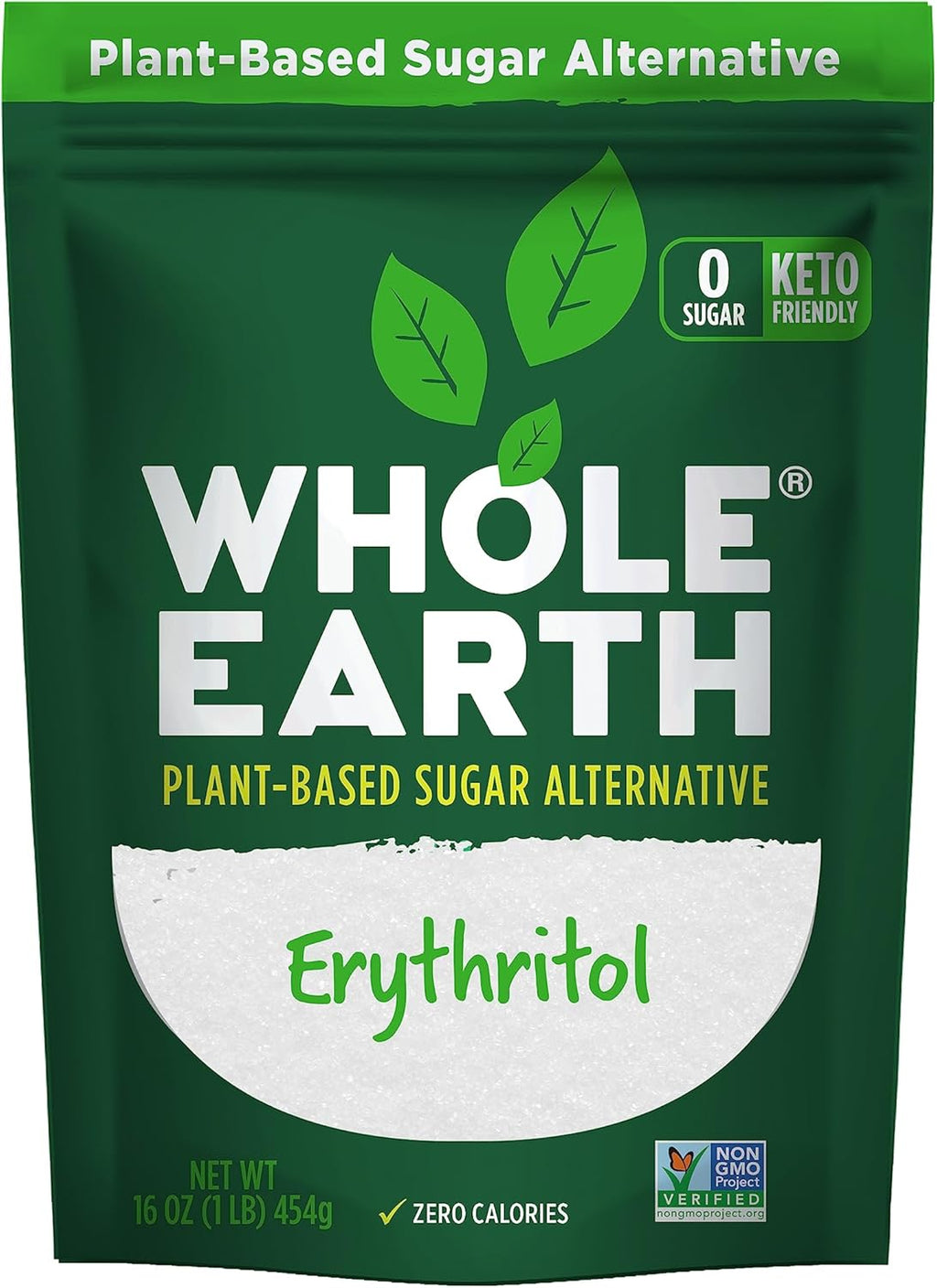 Whole Earth Sweetener Co. 100% Erythritol Sweetener (Keto Sweetener, Natural Sugar Alternative, Baking Sugar Substitute, Zero Calorie Sweetener, Gluten Free, Non-GMO), 16 Oz