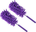MECCANIXITY Microfiber Duster for Cleaning, 11 to 31 Inch Washable Extendable Brush for Window, Furniture, Ceiling Fan, Purple Pack of 2