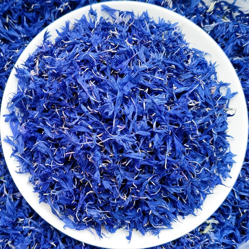 Pure Blue Cornflower Petals 10g/ 0.352oz, 100% Natural Centaurea Cyanus, Dried Herbal Flowers, for Tea Blends, Cupcakes, Lattes, Bath Products, Gifts, Crafts