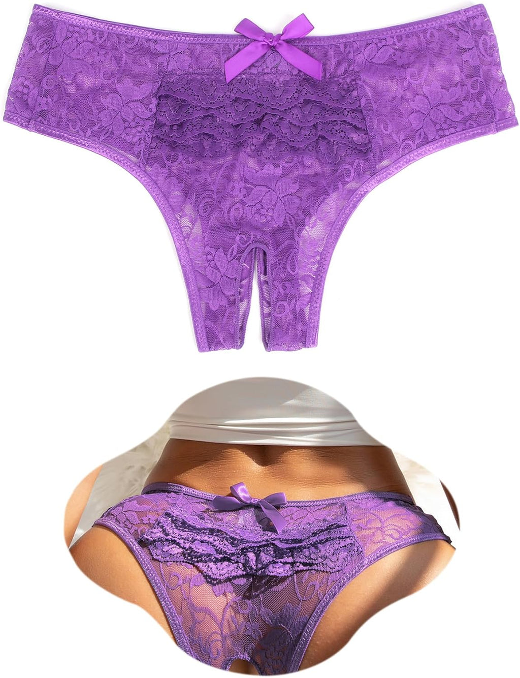 ohyeah Women Plus Size Cheeky Panties Lace Thongs Panties Trim Lace Underwear Low Rise Underpants