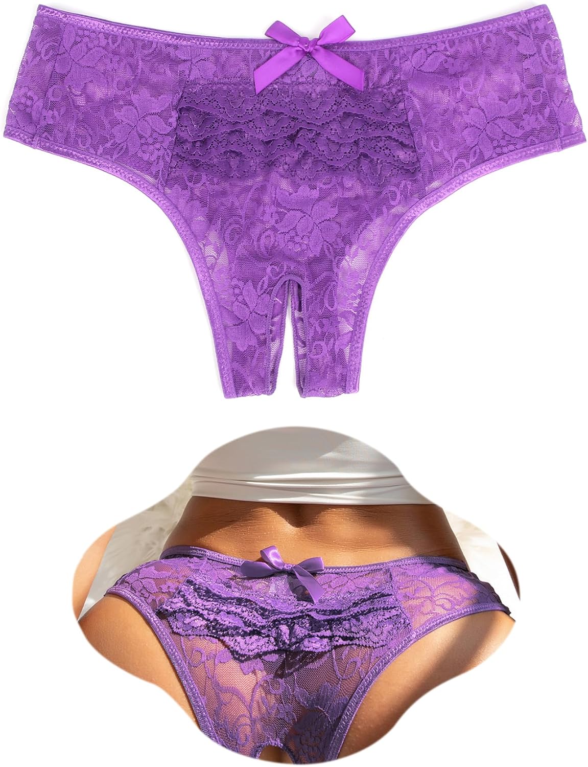 ohyeah Women Plus Size Cheeky Panties Lace Thongs Panties Trim Lace Underwear Low Rise Underpants