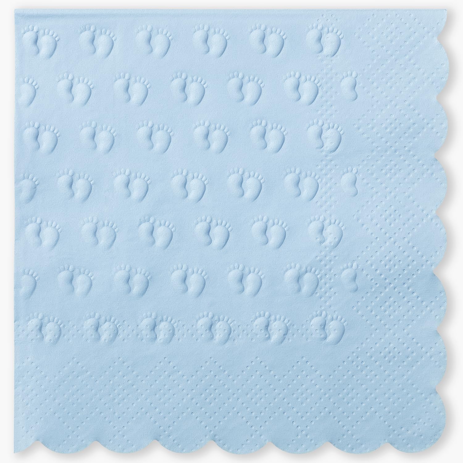 Crisky 3 Ply Baby Shower Napkins for Boy, 50 Pack Embossed Footprints Blue Napkins for Dusty Blue Jean Boy Baby Shower Decorations, Disposable Paper Cocktail Napkin, and Not Easily Torn