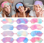 12Pcs Plush Sleep Eye Mask Bulk, Cute Sleeping Mask for Kids,Furry Eyes Cover Faux Fur Blindfold for Sleepover Nap Party Supply Girls Women