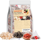 Kidney Tea Ginseng Five Treasure Tea Chinese Herbal Formula Ginseng Six Treasure Teabags for Men & Women with Maca Root, Goji Berries, Red Dates