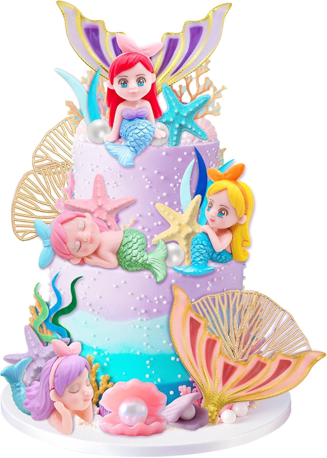 24PCS Mermaid Cake Topper Mermaid Cake Decorations for Birthday Party Baby Shower Supplise