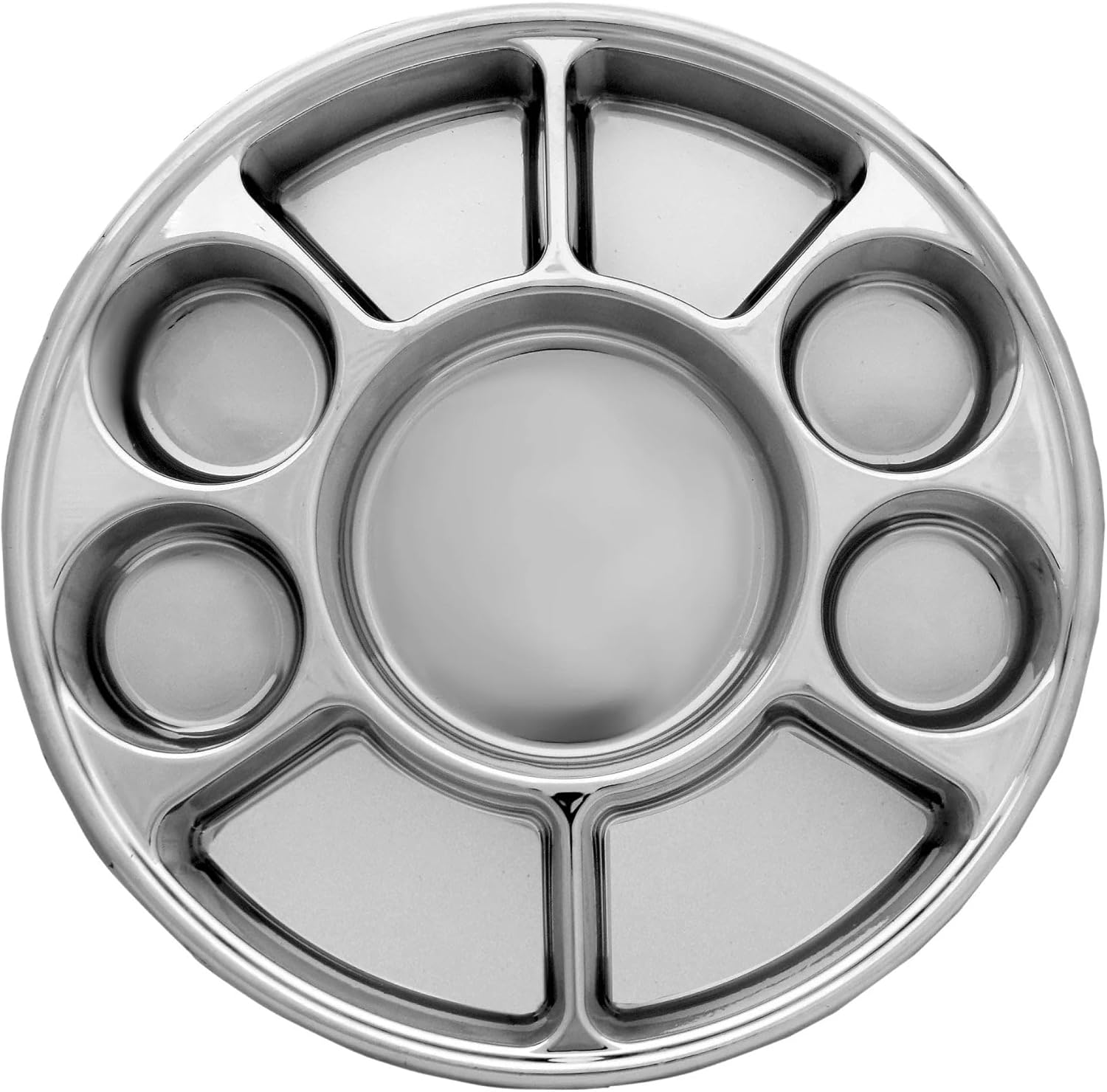 9 Compartment Silver Disposable Party Thali Plates - 200 Pack