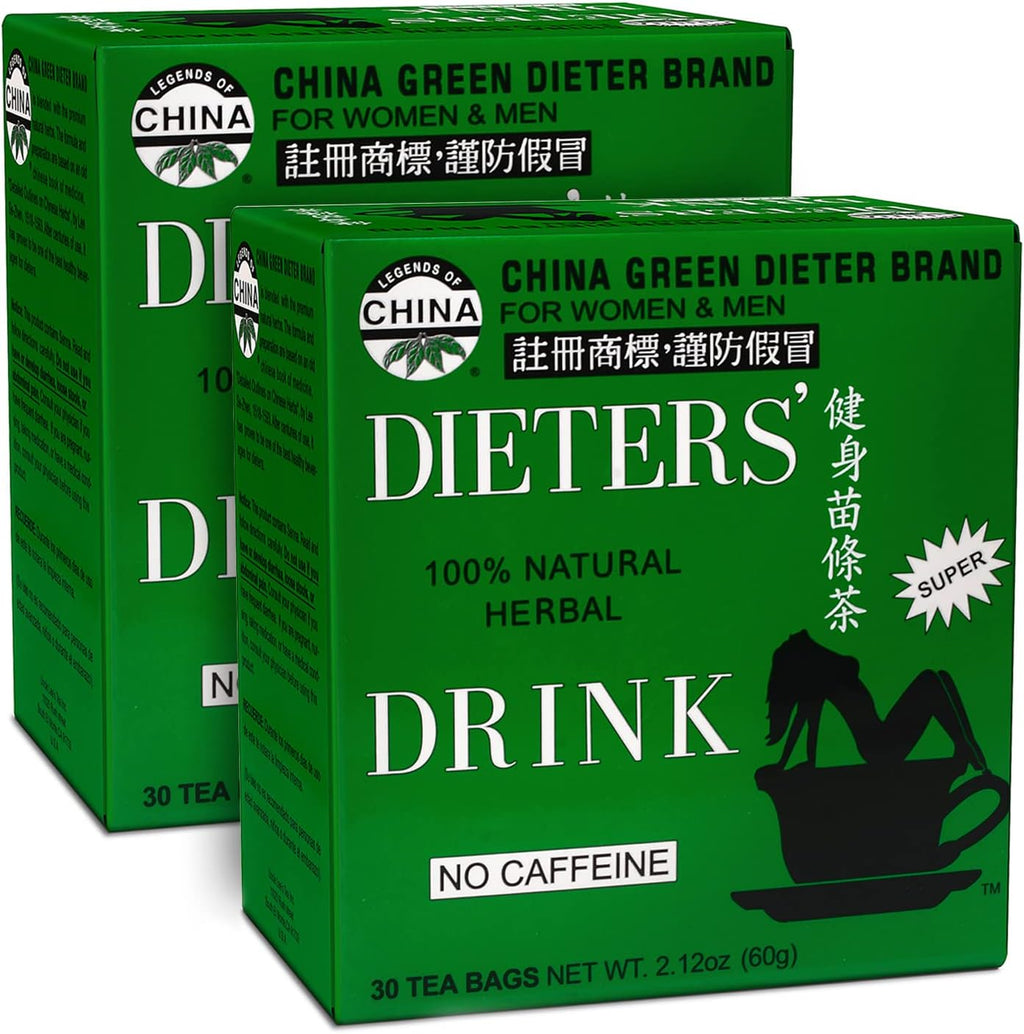 Uncle Lees Dieters Detox Tea for Weight Loss and Belly Fat, Chinese Green Herbal Tea with Senna Leaves, 100% Natural, Weight Loss for Women & Men, Pack of 2-30 Tea Bags Per Box