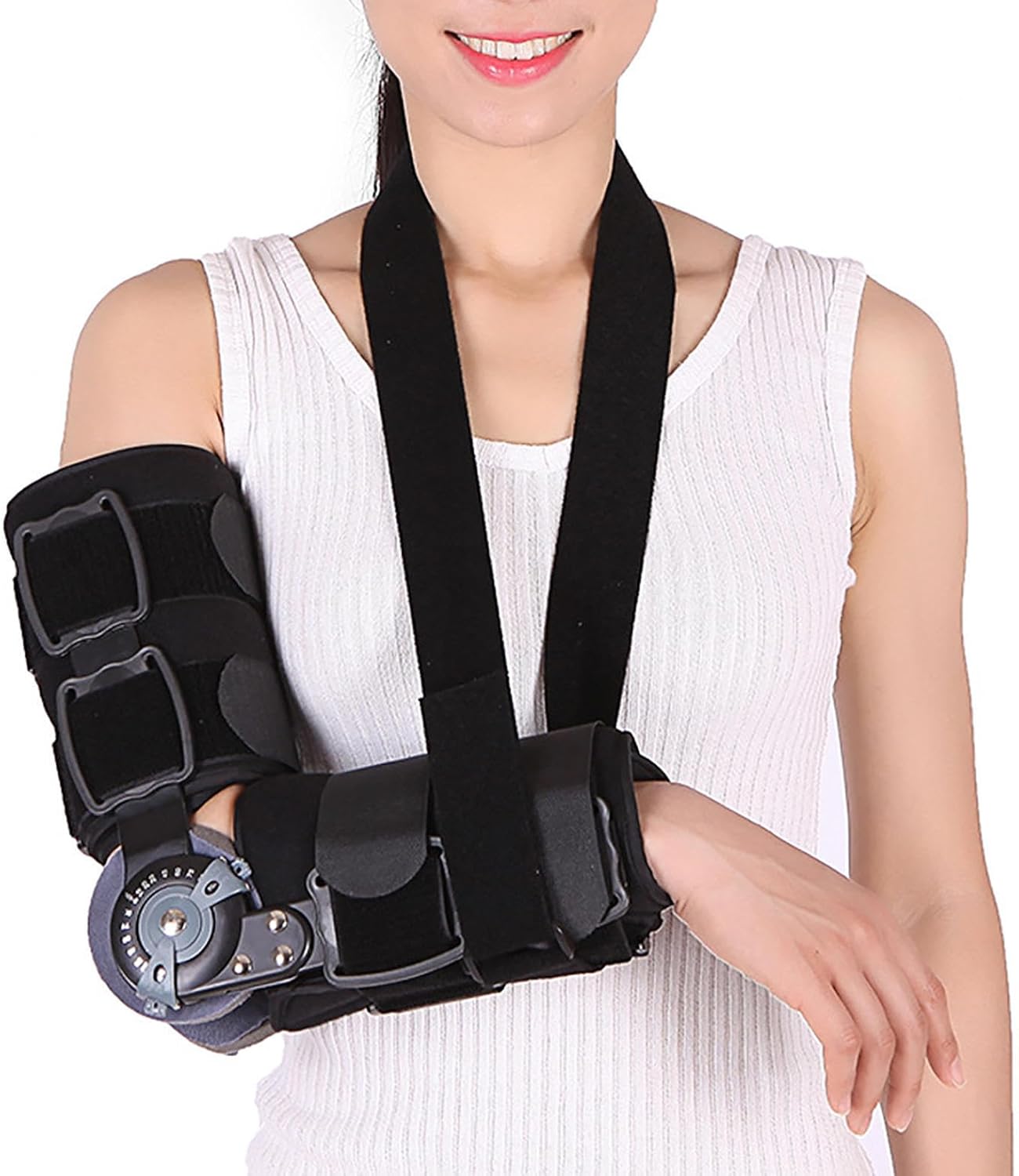 ROM Hinged Elbow Brace| Adjustable Elbow Brace Immobilizer Stabilizer|Post Op Arm Splint|Surgery Injury Recovery Pain Relief|Men & Women |Ulnar Nerve Entrapment|Tennis|Tendonitis