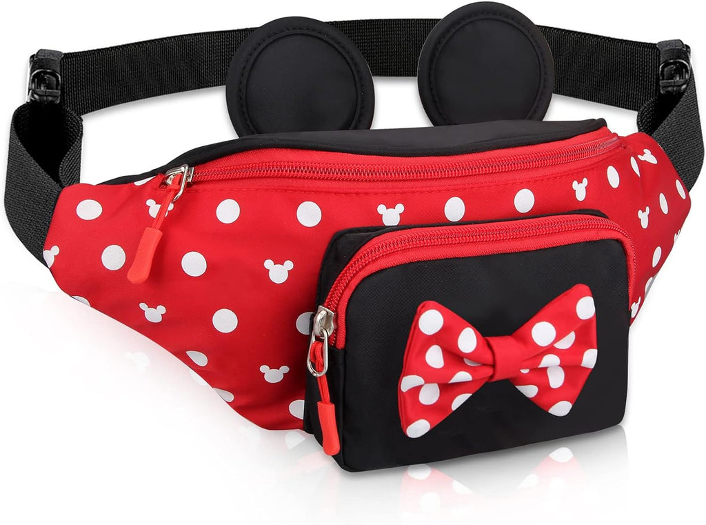 Cute Fanny Pack for Travel Best Fanny Pack Women Waist Pack Teen Girls Mini Mouse Belt Bag Cartoon Fanny Packs Hiking Bum Bags Outdoor Waist Bag with Mouse Ears Red