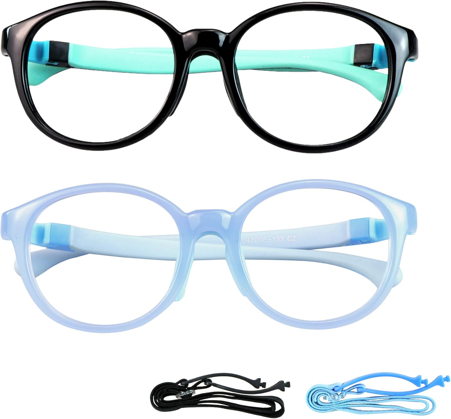 Kids Blue Light Blocking Glasses 2 Pack UV400 Protection Anti Blue Ray Computer Glasses for Boys Girls Age 3-12