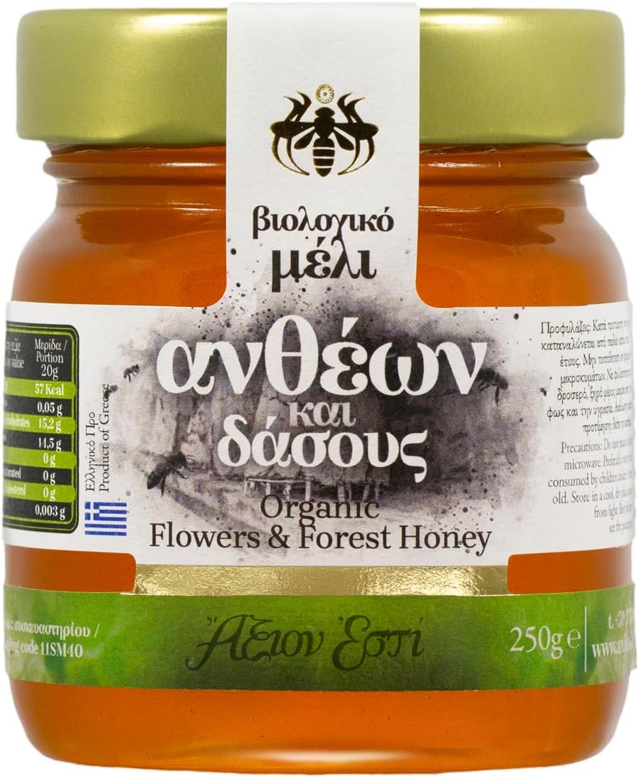 Axion Esti Organic Flowers & Forest Golden Honey imported from Greece, 250g