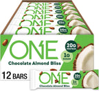 ONE Protein Bars, Chocolate Almond Bliss, Gluten Free with 20g Protein and 1g Sugar, Pantry Staples, 2.12 oz (12 Pack), Packaging May Vary