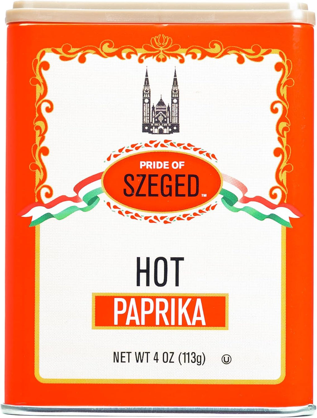 Pride of Szeged Hot Paprika Powder, Bright Red, 4 oz. Tin, 1-Count