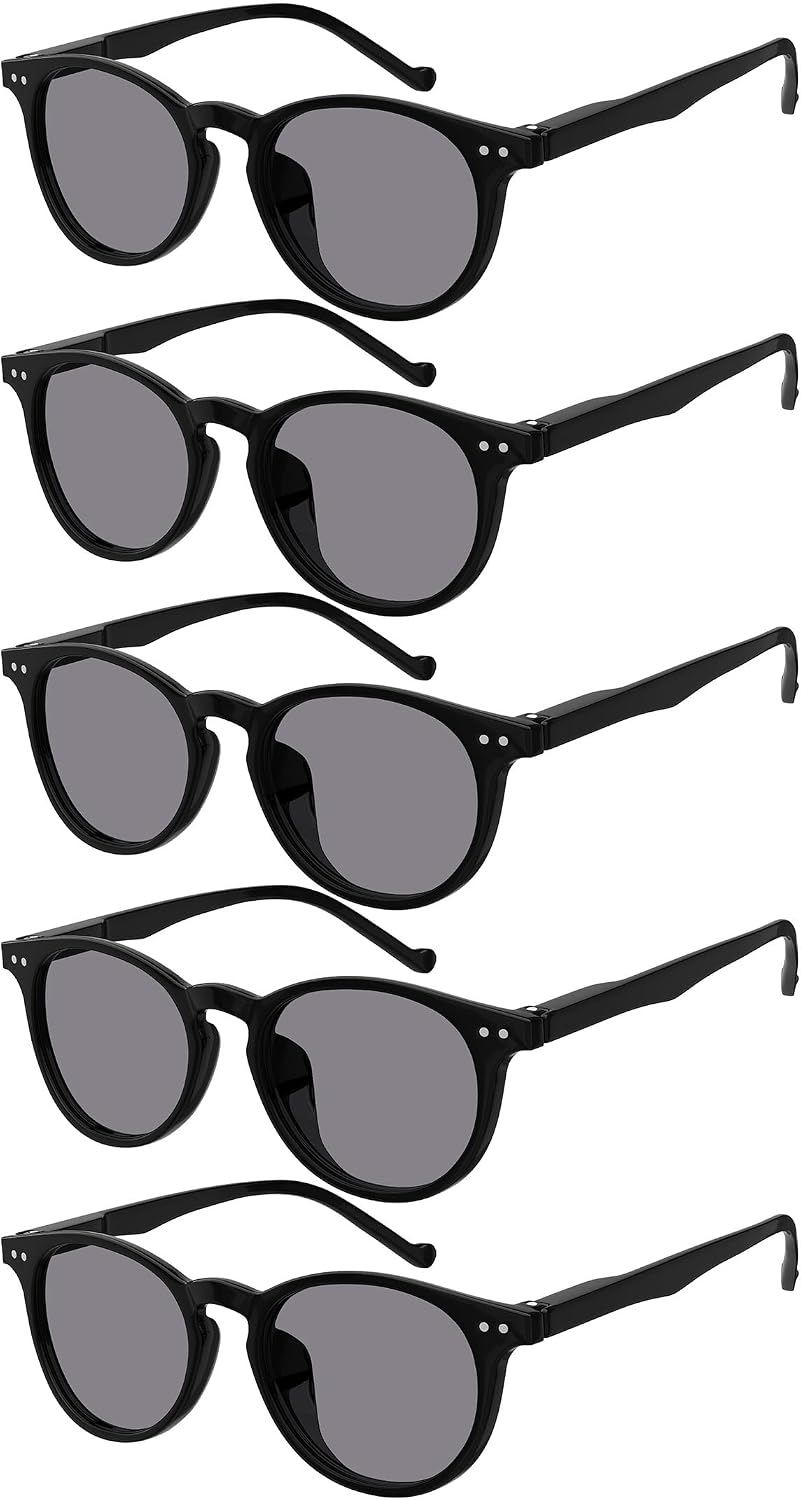 Eyekepper 5-Pack Oval Round Spring Hinges Eyeglasses Includes Sunglasses