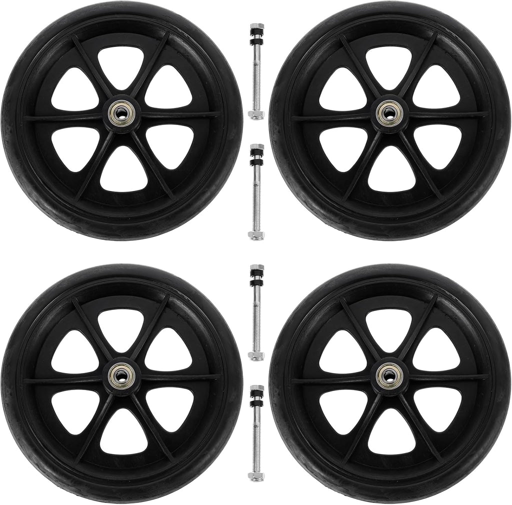 DOITOOL Heavy Duty Wheelchair Front Wheel Replacements 8 Inch Universal Caster Wheels for Mobility Walkers Aids Rollators Smooth Non-Slip Knee Scooter Parts 4 Pack