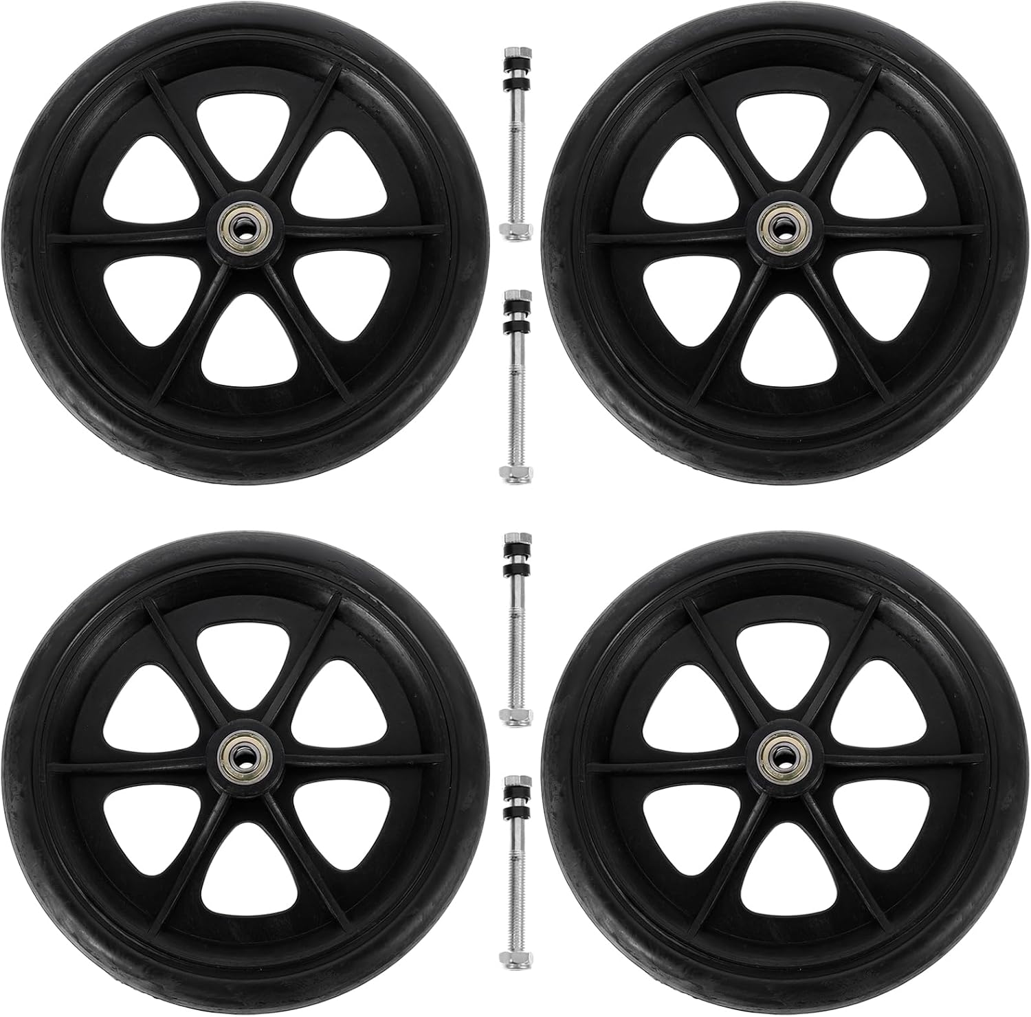 DOITOOL Heavy Duty Wheelchair Front Wheel Replacements 8 Inch Universal Caster Wheels for Mobility Walkers Aids Rollators Smooth Non-Slip Knee Scooter Parts 4 Pack