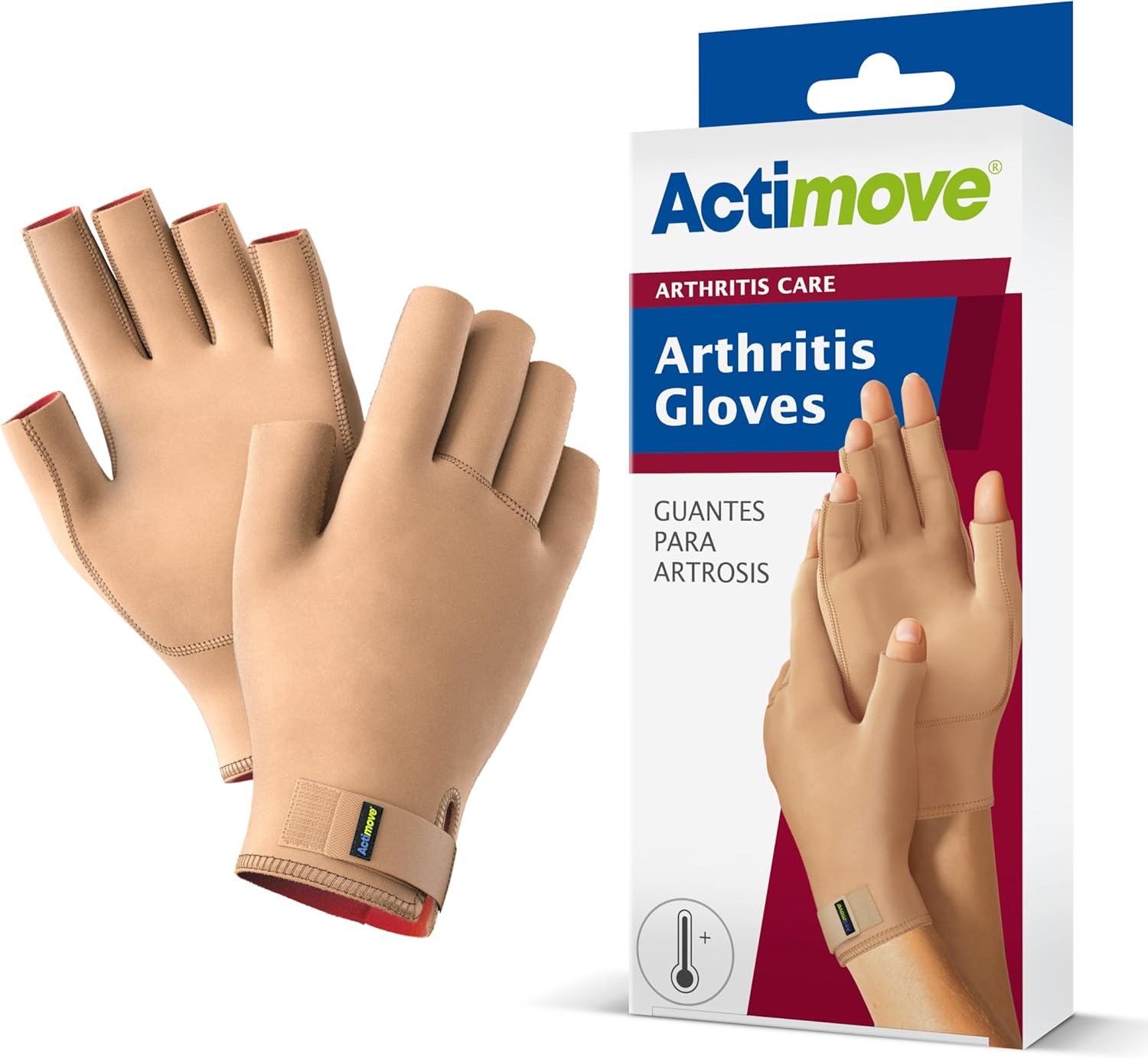 Actimove Arthritis Care Arthritis Gloves – Drug-Free Pain Management for Aching Fingers and Hands, Overuse or Repetitive Syndromes – Left/Right Wear – Beige, Medium