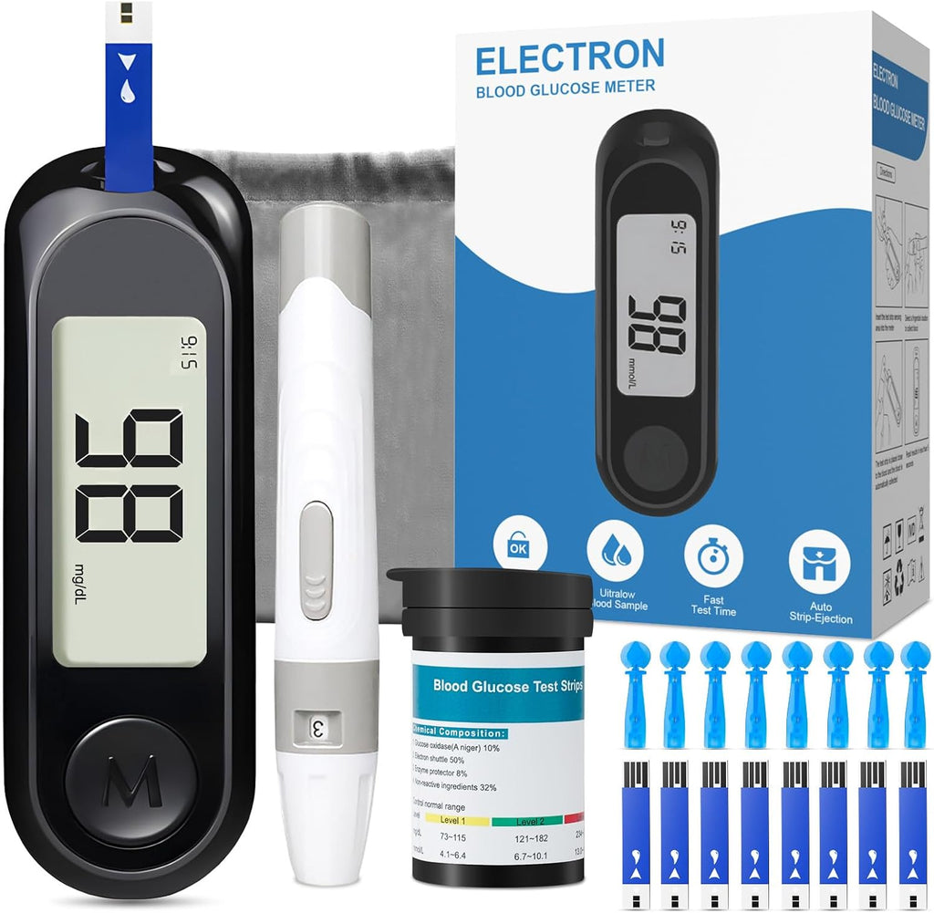 Blood Sugar Monitor,Glucose Monitor Kit with 50 Test Strips & 50 Lancets for Diabetes Testing, Blood Glucose Meter with Auto Eject, No Coding & Large LCD for Seniors