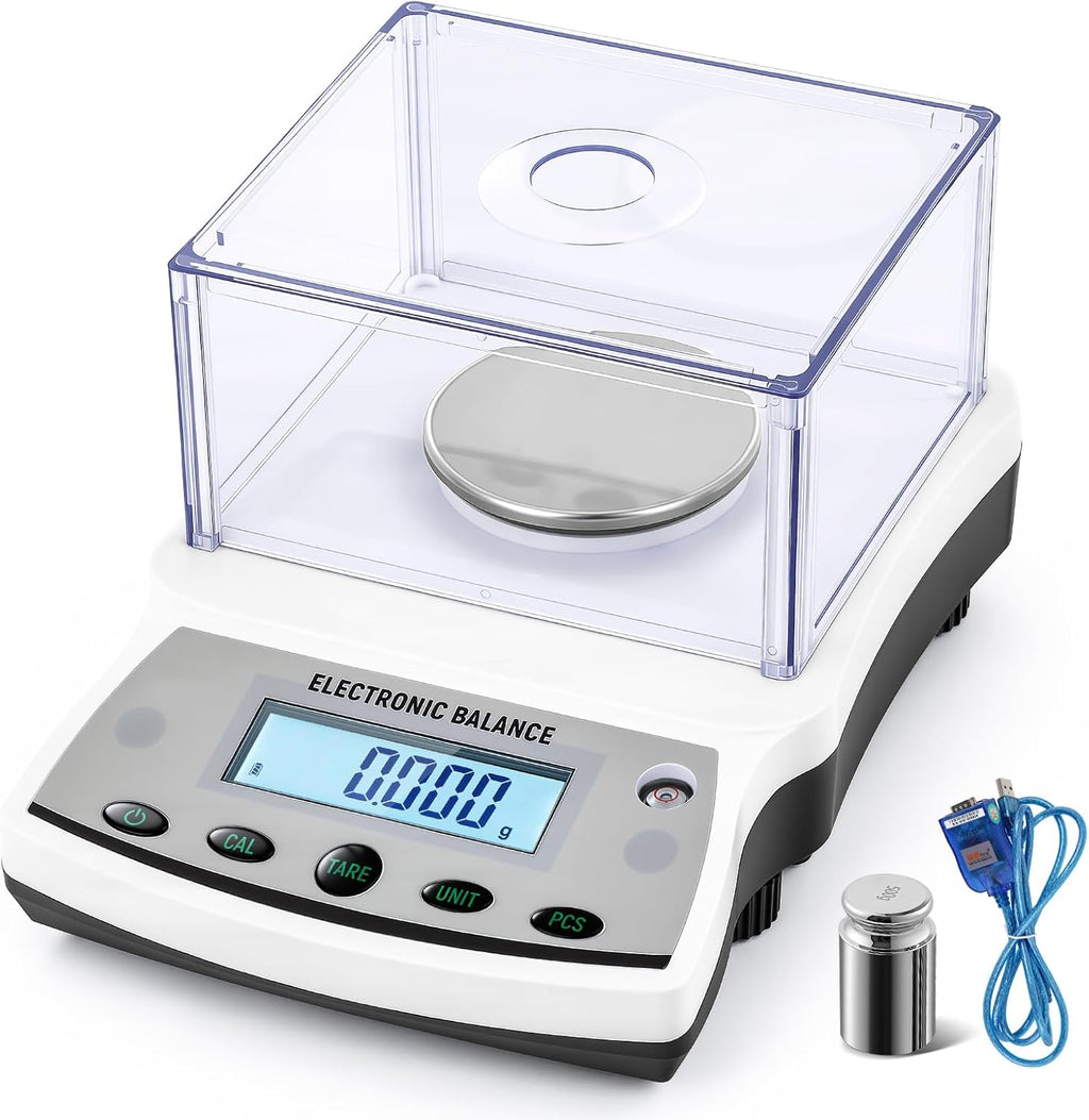 Antstone Lab Scale 500g x 0.001g Accuracy Digital Scientific 1mg Scale Laboratory Precision Analytical Balance with Windshield 001 Gram Readability Digital Jewelry Weighing Scale with 200g Weight