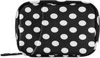 Polka Dot Black Pill Organizer Case Modern 7 Day Travel Pill Box with Zipper Portable Weekly Vitamin Medicine Supplement Holder Pouch Bag