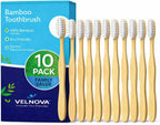 Pure Bamboo Toothbrushes (10 Pack) – Soft BPA-Free Bristles, Eco-Friendly Biodegradable Wooden Handle, Vegan & Plastic-Free Toothbrush for Adults & Kids, Sustainable Oral Care