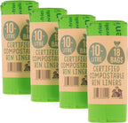 Eco Green Living 10 Litre Compostable Bin Liners, Plastic Free & Recyclable Caddy Bags for Food Waste, Leak Resistant Small Bin Liners, 51 x 82 cm, 72 Bags - Quad Pack