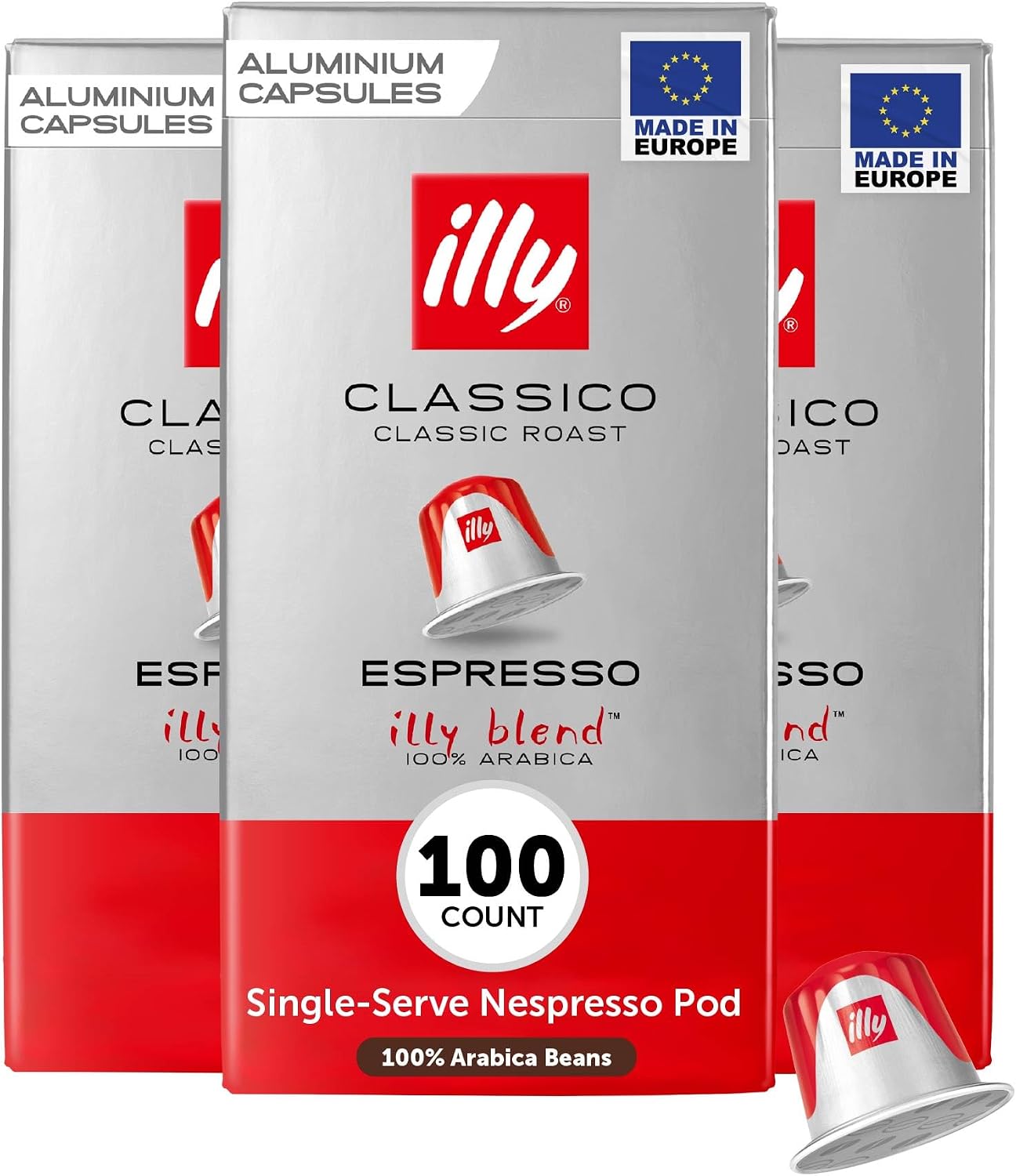 illy Espresso Compatible Capsules, Coffee Pods for Nespresso Original Line Machine, Classico Medium Roast, 100% Arabica, Premium Italian Coffee, Single Serve, 10 Count, 10 Pack