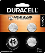 Duracell 2032 Lithium Battery, 4 Count (Pack of 1), Child Safety Features, Compatible with Key Fob, Tea Light Candles and Other Devices, CR2032 Battery