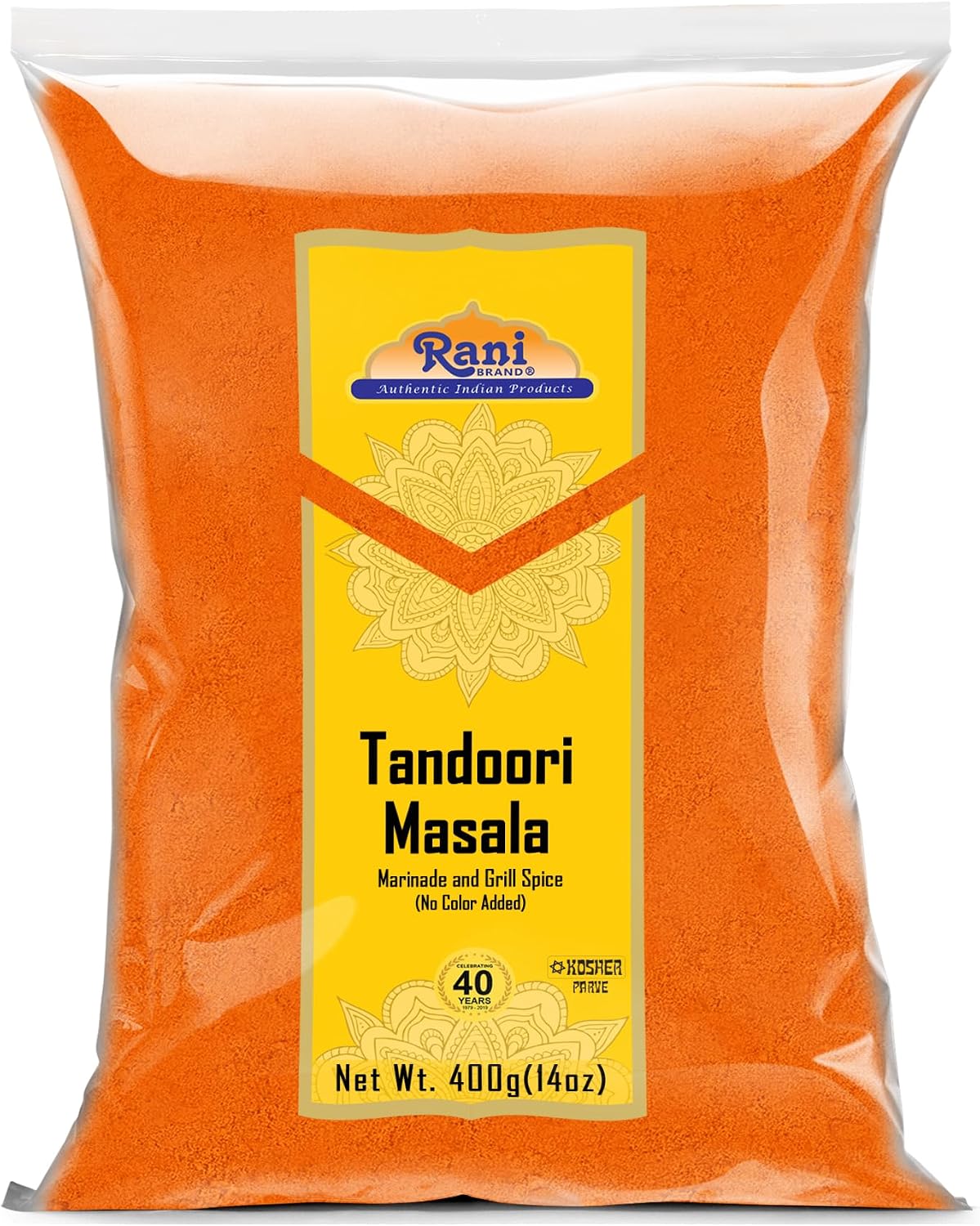 Rani Tandoori Masala (Natural, No Colors Added) Indian 11-Spice Blend 14oz (400g) ~ Salt Free | Vegan | Gluten Friendly | NON-GMO | Kosher | Indian Origin