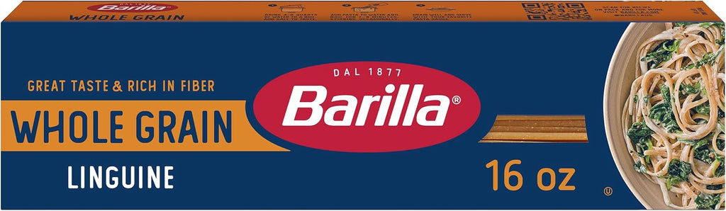 Barilla Whole Grain Linguine Pasta, 16 oz. Box - Non-GMO, Made With 100% Whole Grain Durum Wheat - Great Source of Fiber