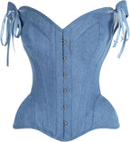 Daisy corsets Women's Daisy Corsets Top Drawer Blue Denim Steel Boned Corset W/Straps