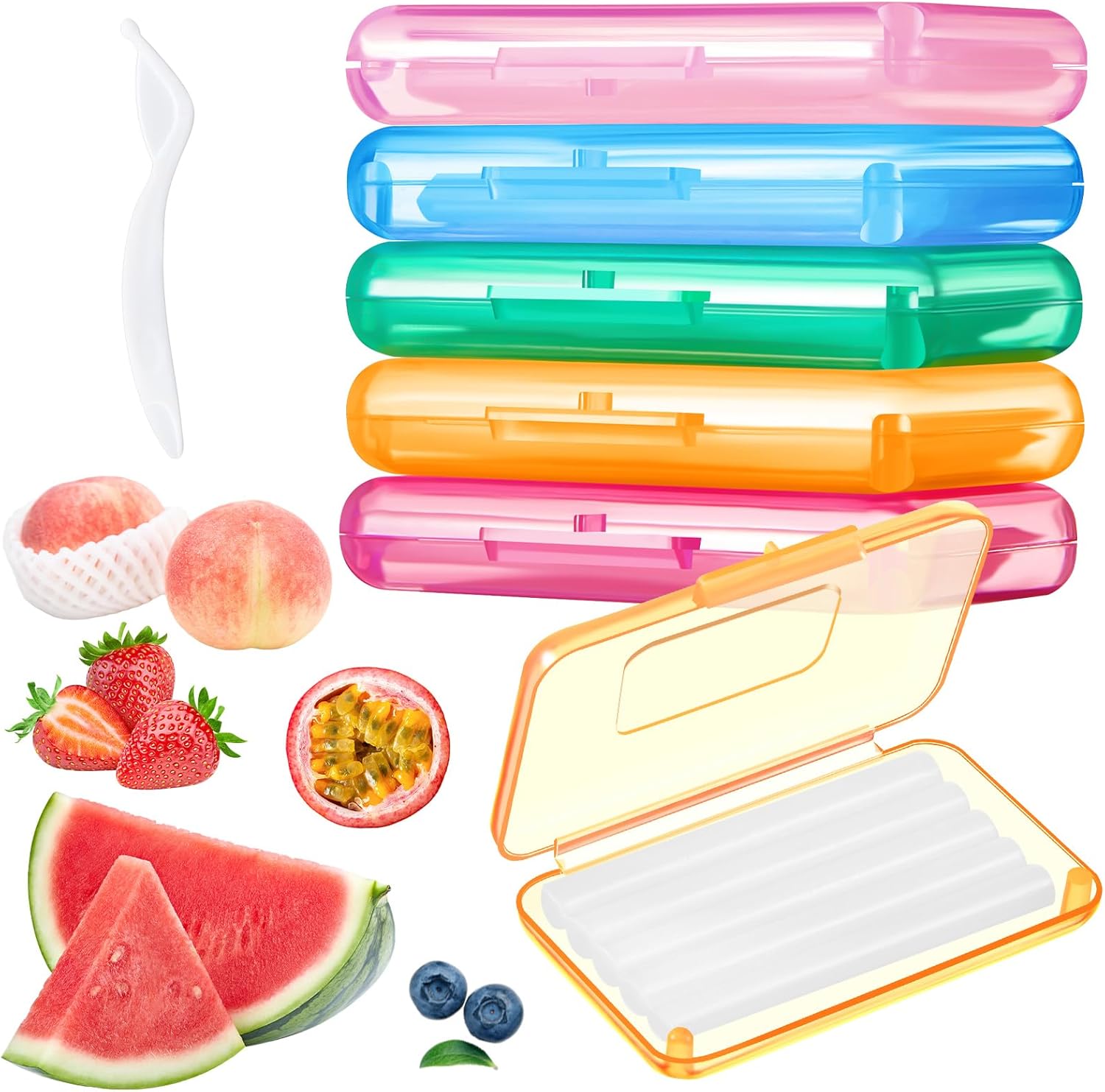 Geiserailie 5 Pack Braces Wax for Teeth New Flavored Dental Orthodontic Wax with Applicator Scraper for Braces Wearer, Oral Appliances, Aligners Patients,5 Fruit Flavors