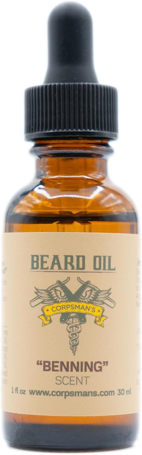 Corpsman's BEARD OIL | Nutrient Rich Oils to Promote Beard Growth and Hair Health | Four Different Scents | 2 Ounces / 30 ml (BENNING)