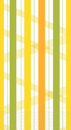 IHR Ideal Home Range Dinner Napkins Disposable 3-Ply Paper Hand Towels, 8.5" x 4.5", Summer Stripes Lemon, 16-Count