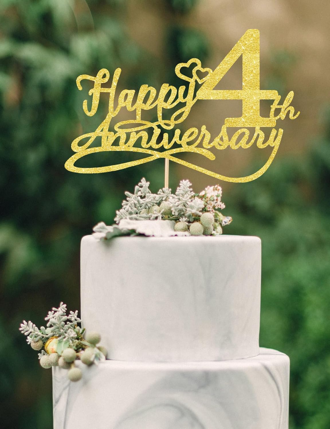 Happy 4th Anniversary Cake Toppers - 4th Wedding Anniversary Decorations, 4th anniversary cake topper, 4th Anniversary Party Decorations Four