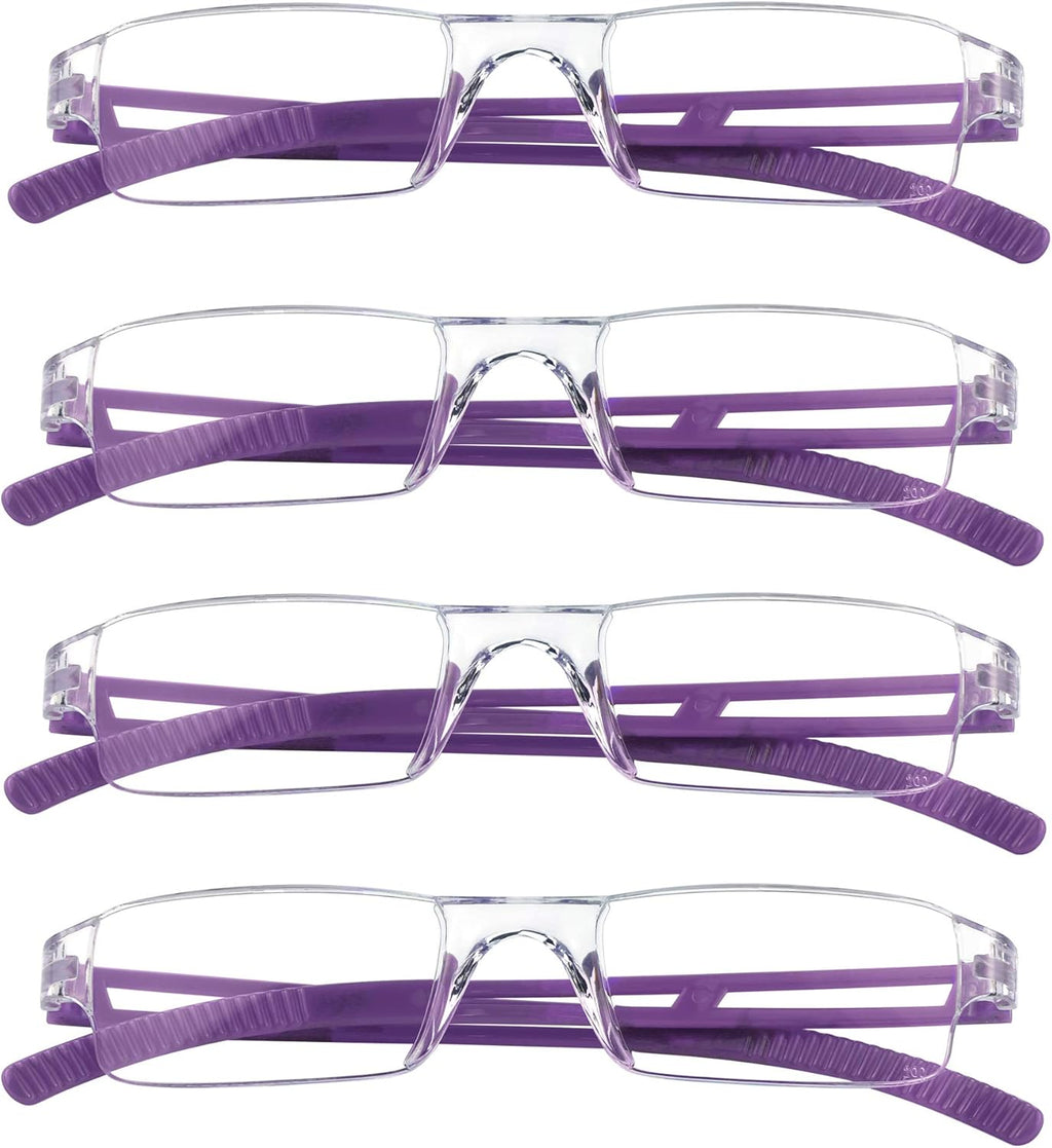 LifeArt 2/4 Pairs Reading Glasses, Blue Light Blocking Glasses, Computer Glasses for Men and Women, Rectangle Eyewear Frame