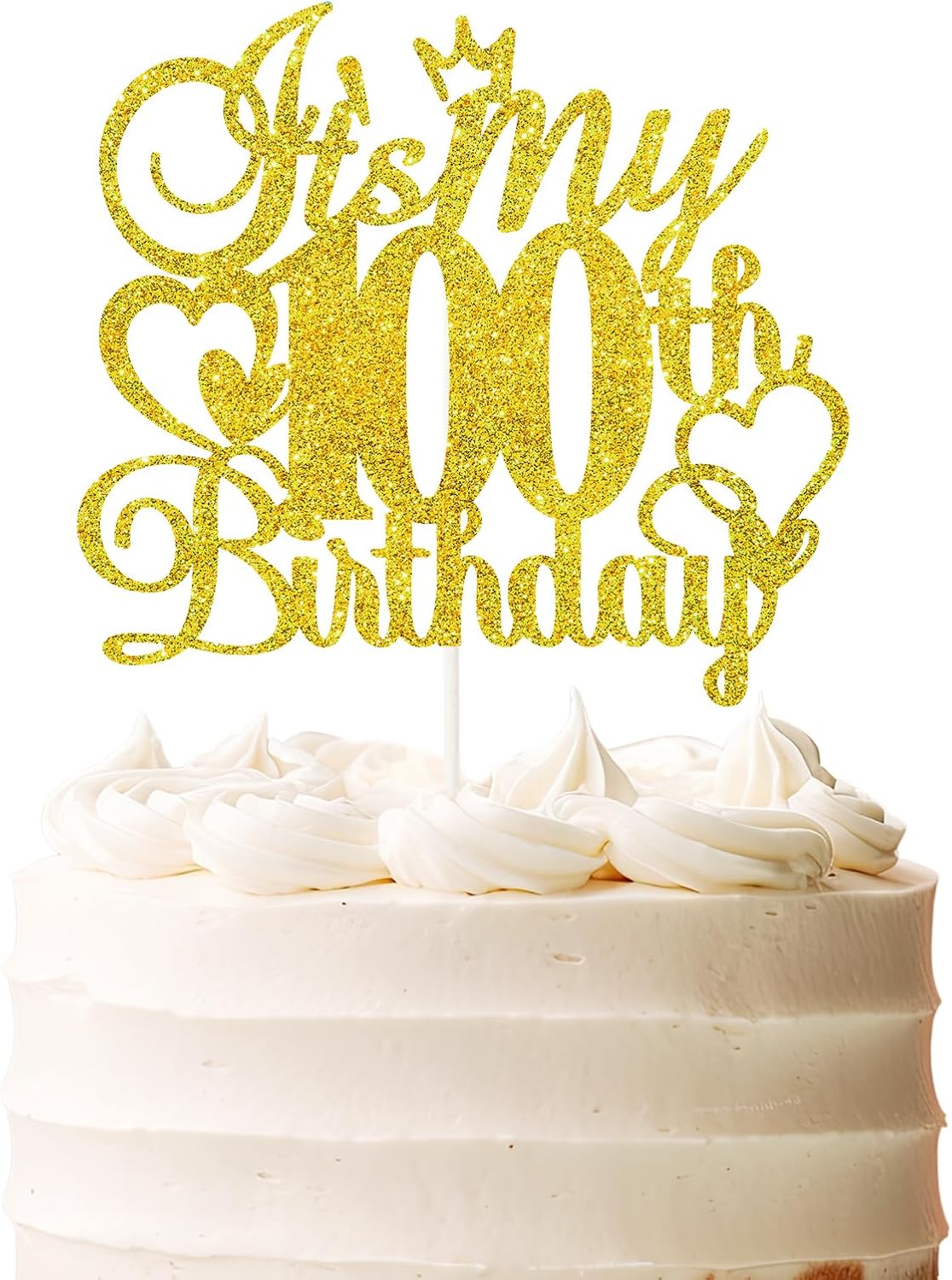 It's My 100th Birthday Cake Topper - Gold Glitter Happy 100th Birthday Cake Decor - 100 and Fabulous,Cheers to 100 Years Old Birthday Party Supplies