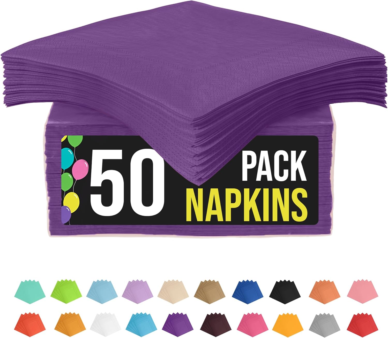 Party Solids Purple Napkins Disposable Everyday 50 Pcs 2 Ply Purple Cocktail Napkins Paper Everyday For Parties & Party Supplies