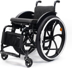 Sports Leisure Wheelchair, Folding, Lightweight, Self Propelled, All Terrain, Black, Aluminum Frame, Handbrakes, Quick Release Wheels, Seat Width 38cm