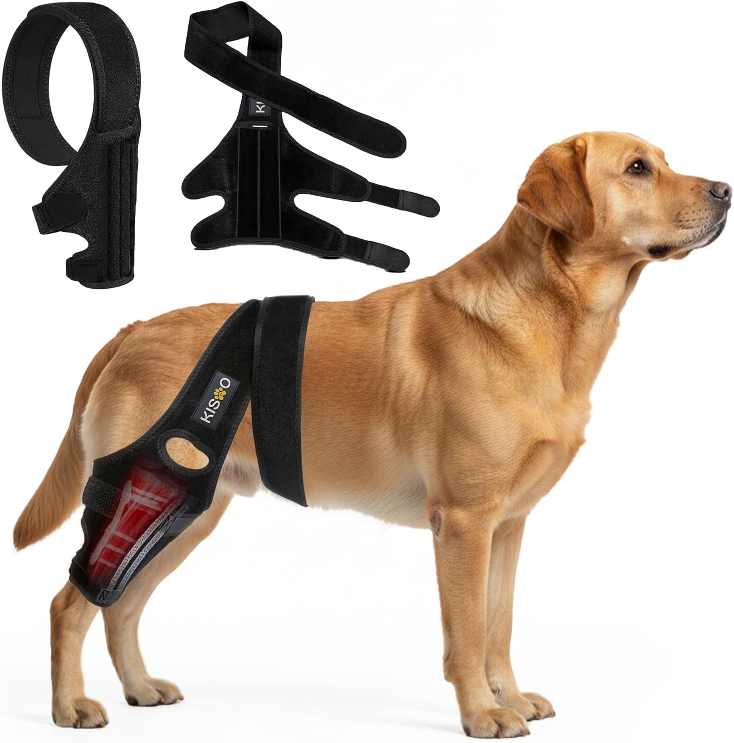 KISAO Dog Knee Brace for Torn ACL Hind Leg - Adjustable Knee Brace for Arthritis Pain Reliever for Dogs - Neoprene Compression for Joint Stability, Pain Relief - Comfortable & Vet-Recommended (Large)