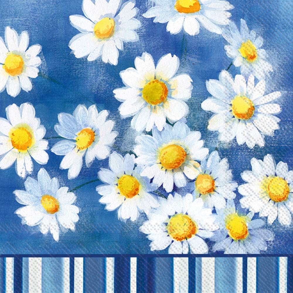Boston International IHR 3-Ply Paper Napkins, 20-Count Lunch Size, Agnetha Blue